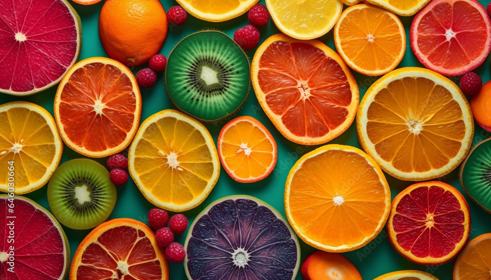 A vibrant collection of juicy citrus fruit in varied colors generated by AI A vibrant collection of juicy citrus fruit in varied colors generated by AI
