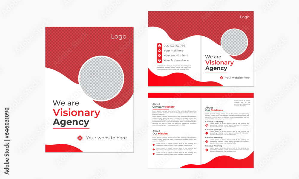 Creative Business brochure Design.Multipurpose bifold corporate brochure editable tamplate with cover, back and inside pages.