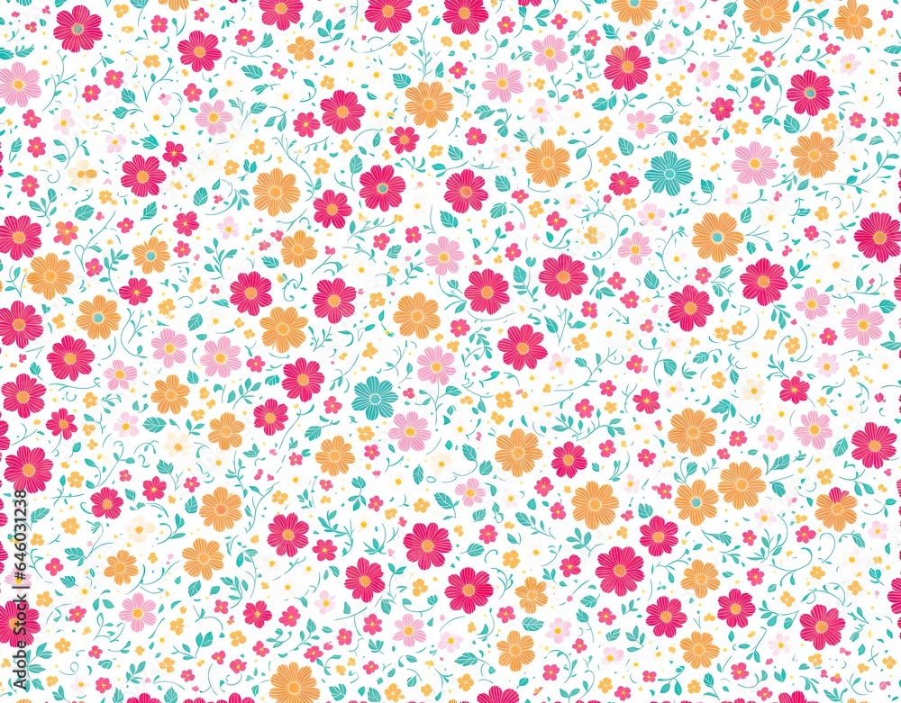 Pattern of multi-colored flowers. AI generated. Pattern of multi-colored flowers. AI generated.