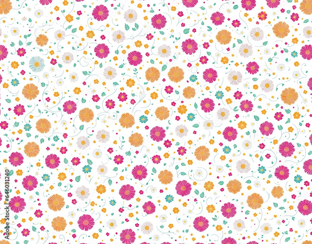 Pattern of multi-colored flowers. AI generated. Pattern of multi-colored flowers. AI generated.