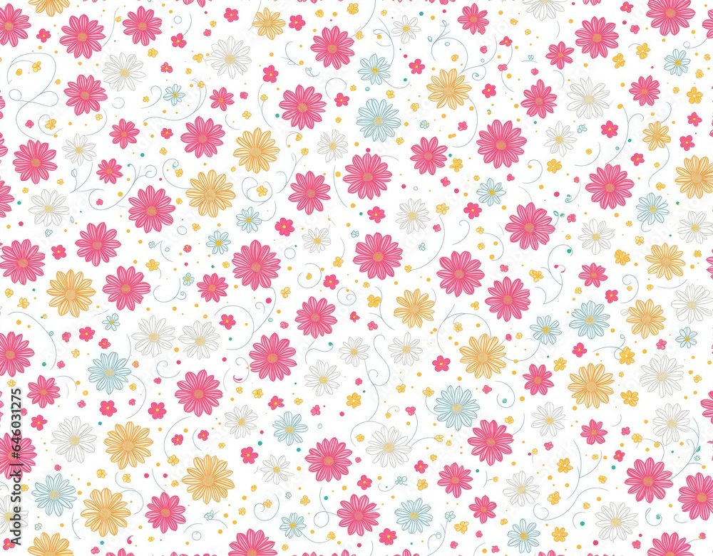 Pattern of multi-colored flowers. AI generated. Pattern of multi-colored flowers. AI generated.