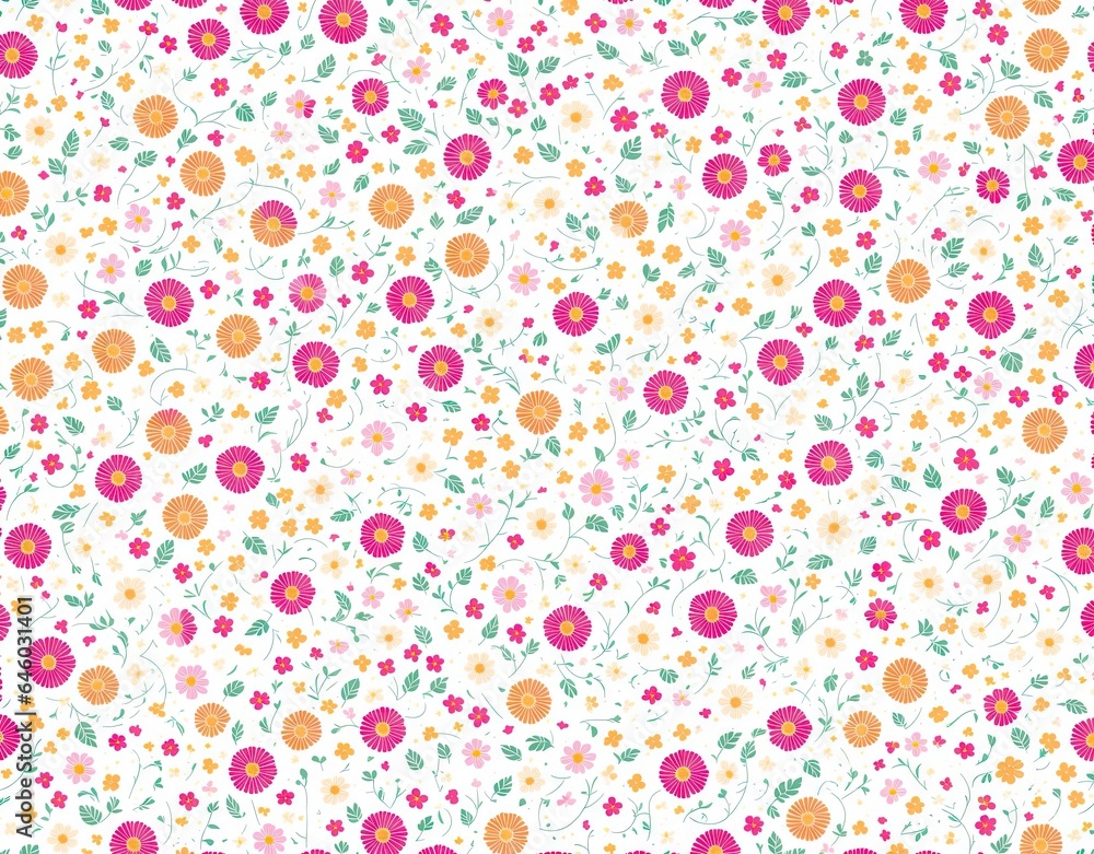 Pattern of multi-colored flowers. AI generated. Pattern of multi-colored flowers. AI generated.