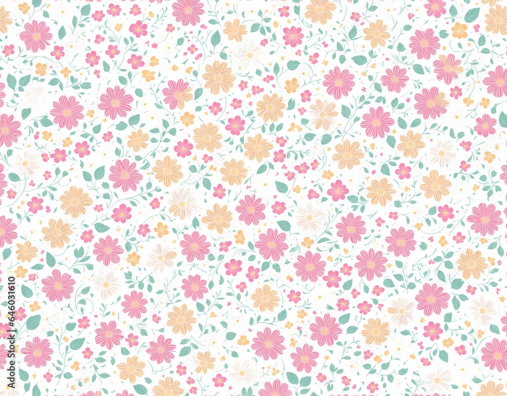 Pattern of multi-colored flowers. AI generated. Pattern of multi-colored flowers. AI generated.