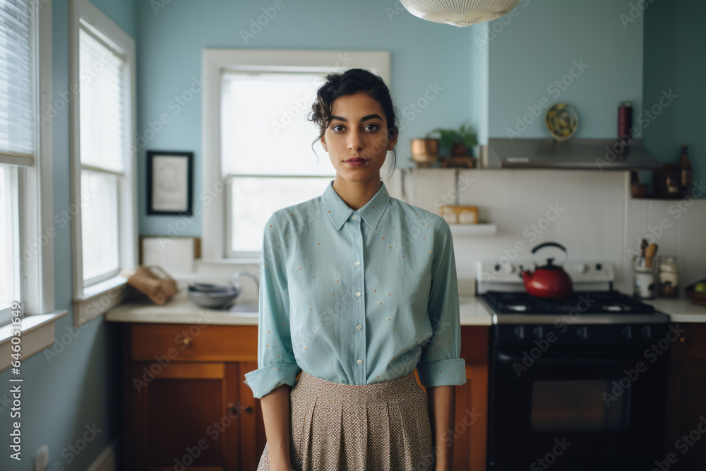 Young woman in the kitchen of her home