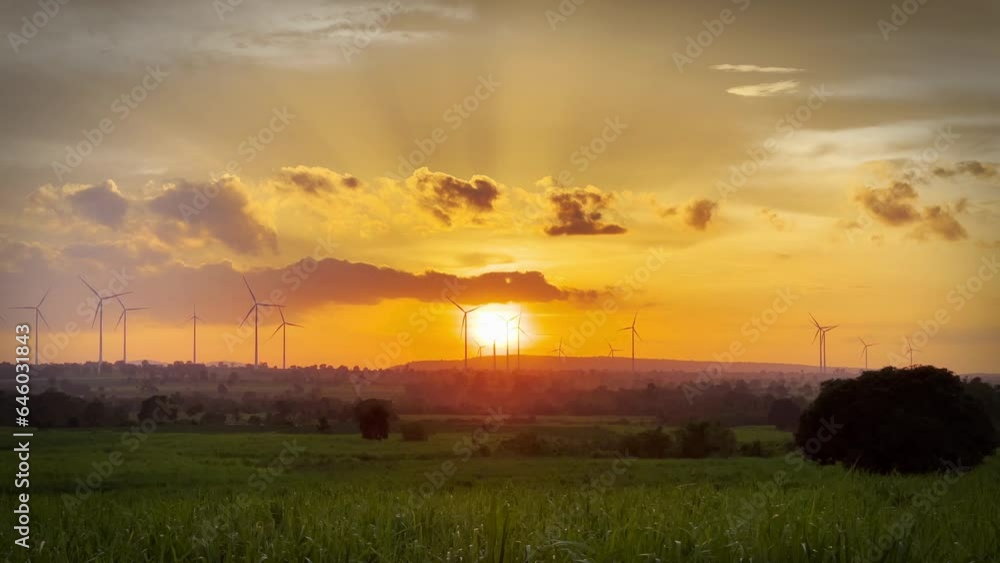 Wind turbine for generating electricity from wind power with beautiful sky and clouds in sunset time. Wind turbine for generating electricity from wind power with beautiful sky and clouds in sunset time.