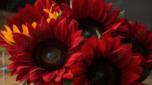 Red Sunflower (Helianthus annuus) Captivating Beauty and Vibrant Elegance