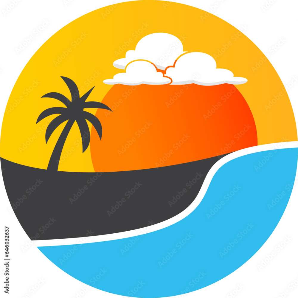 Beach With Coconut Tree Icon Beach With Coconut Tree Icon