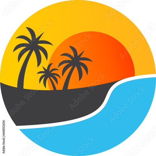 Beach With Coconut Tree Icon