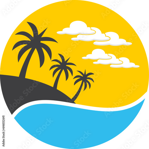 Beach With Coconut Tree Icon
