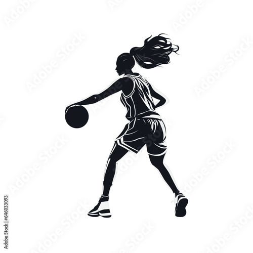 Women professional basketball player silhouette