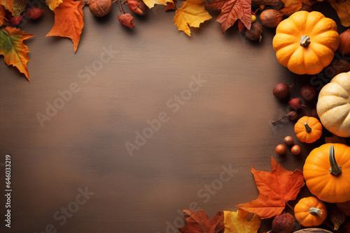 A blackboard with autumn foliage and a pumpkin