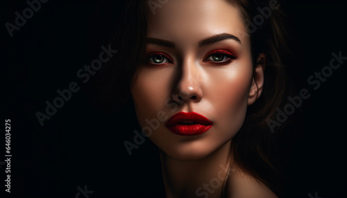 Beautiful young woman exudes sensuality in fine art portrait generated by AI