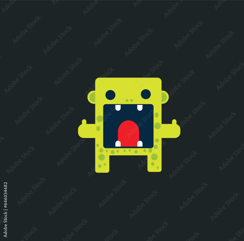 Funny Monster green color opened mouth can be used in motion graphics as well as cartoon