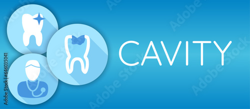 Cavity Blue Background Illustration Banner with Icons
