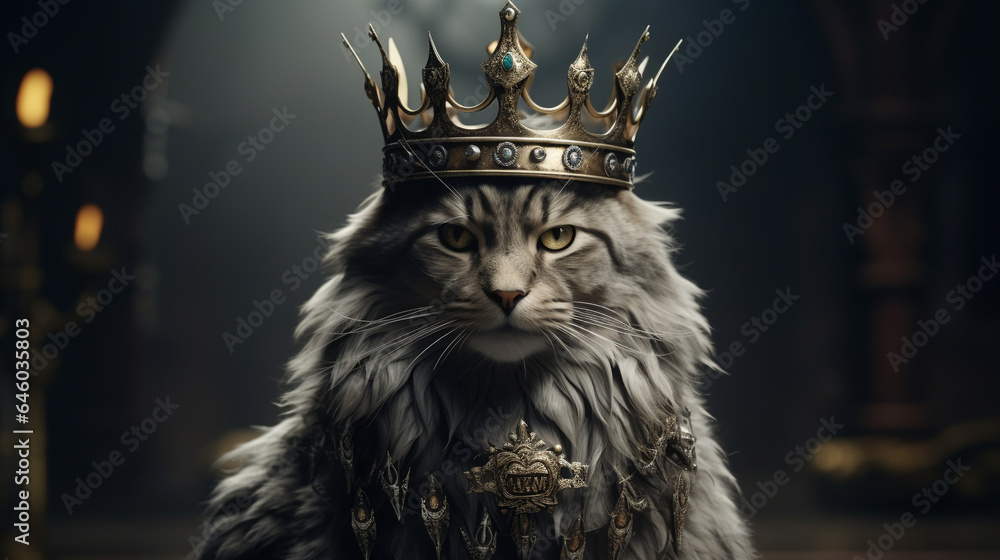 cat king royal crown scene, with generative ai
