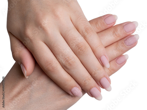 Woman hand on top of other hand