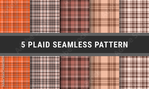 Brown Set Plaid Seamless Pattern Checked Tartan
