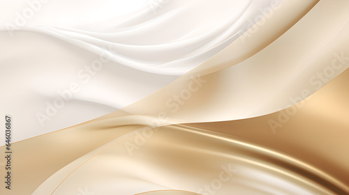 Harmonious background of white and gold fabric, Generative AI