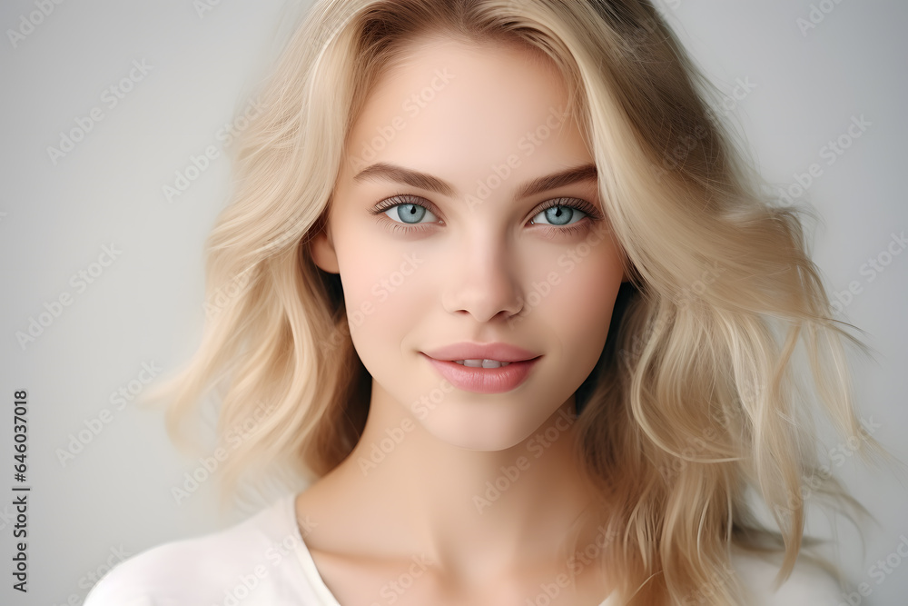 Beautiful young blond woman with long hair portrait Beautiful young blond woman with long hair portrait
