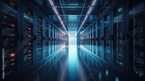 Platform for Hosting Contemporary Internet Contents Rack Housing Server Data Storage Hardware The Equipment in the Data Center Is Connected by a Lot of Network Cables © 3D Station