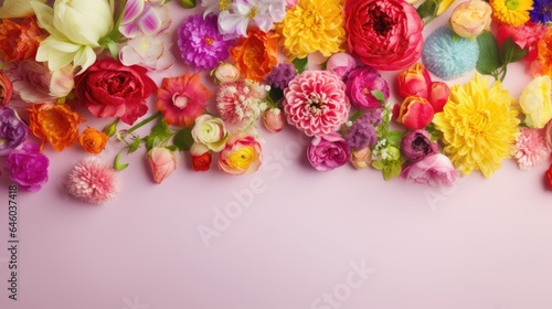 Spring Banner for March Mother's Day Colorful Vibrant Bouquet of Various Flowers