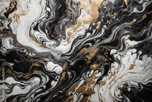 Abstract black white and gold marble texture background Fluid. ai generative