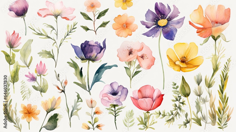 Watercolor Spring Flowers Collection Spring Florals