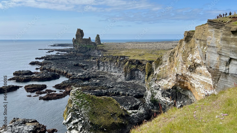 Coast with lava formation rocks along Snaefellsnes Peninsula in Iceland