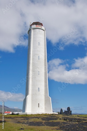 Lighthouse at Arnarstapi coast in Snaefellsnes Peninsula, Iceland © bleung