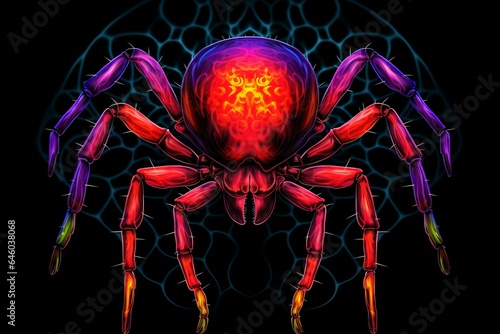 outline of a realistic spider color like heat map