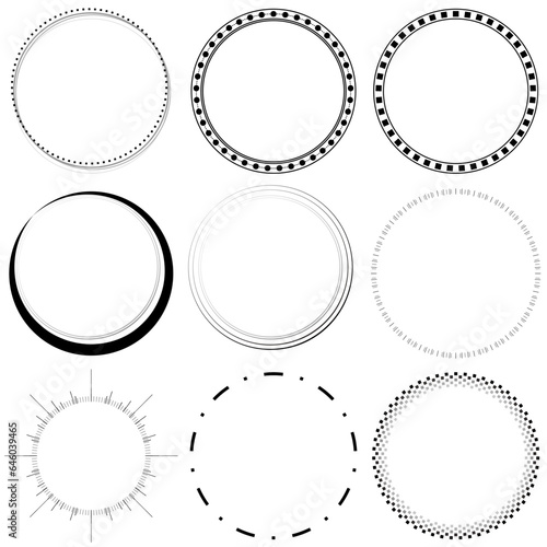 Frame border decoration circle set modern minimal vector image
