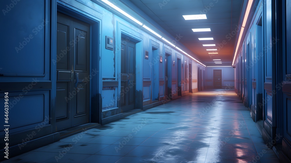 Vue en perspective d'un couloir vide, généré par IA Vue en perspective d'un couloir vide, généré par IA