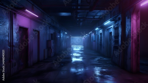 Vue en perspective d'un couloir  sombre vide, généré par IA © Marvin Dgn