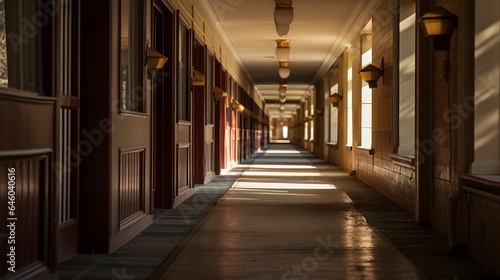 Vue en perspective d'un couloir vide, généré par IA © Marvin Dgn