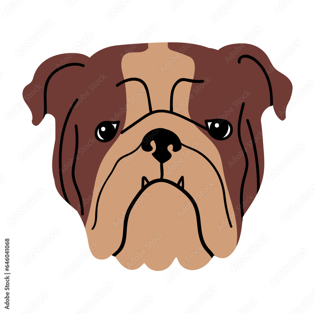 Bulldog Dog Portrait Illustration Bulldog Dog Portrait Illustration
