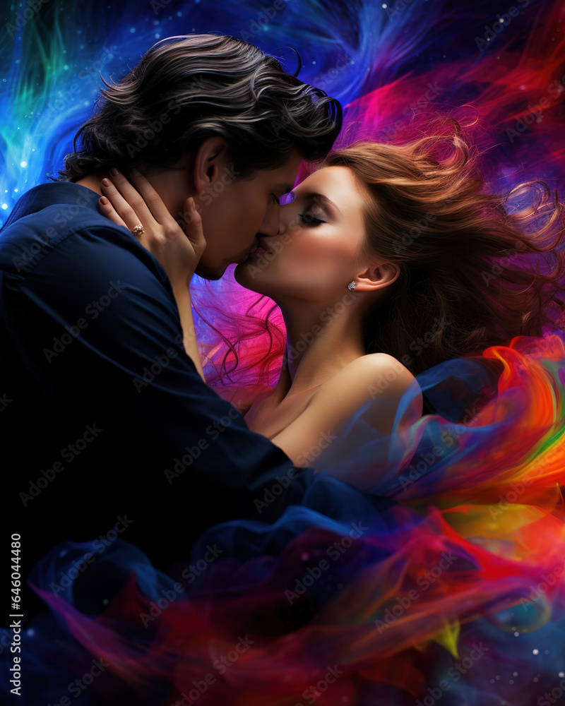 Colorful Romantic Kiss