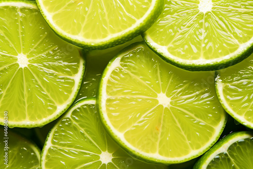Close Up Lime Slices Texture as Background - Created with Generative AI Tools
