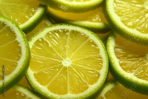 Close Up Lime Slices Texture as Background - Created with Generative AI Tools