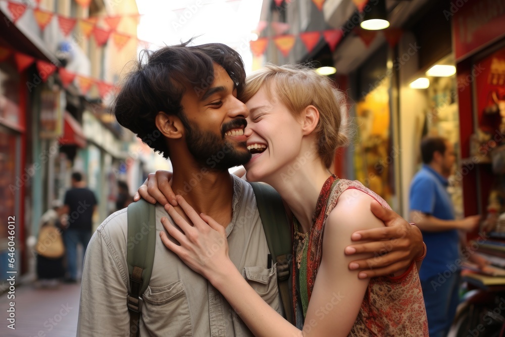Laughing couple of different nationalities Laughing couple of different nationalities