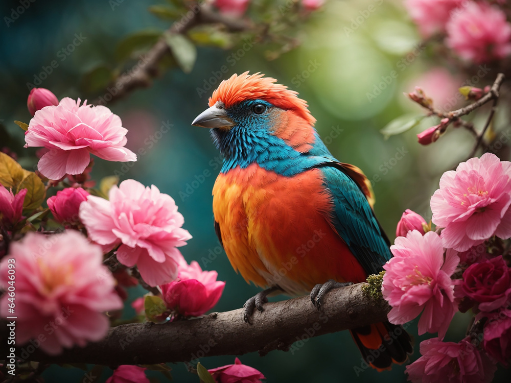 Obraz premium A bird sitting on a tree branch 