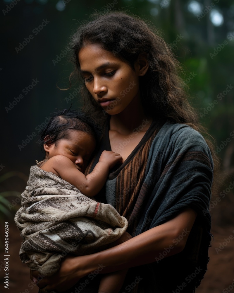 young Aboriginal woman in struggling to manage household with newborn. persistent mood swings and omnipresent sense of dread reflect symptoms of ae stress following significant life change. young Aboriginal woman in struggling to manage household with newborn. persistent mood swings and omnipresent sense of dread reflect symptoms of ae stress following significant life change.