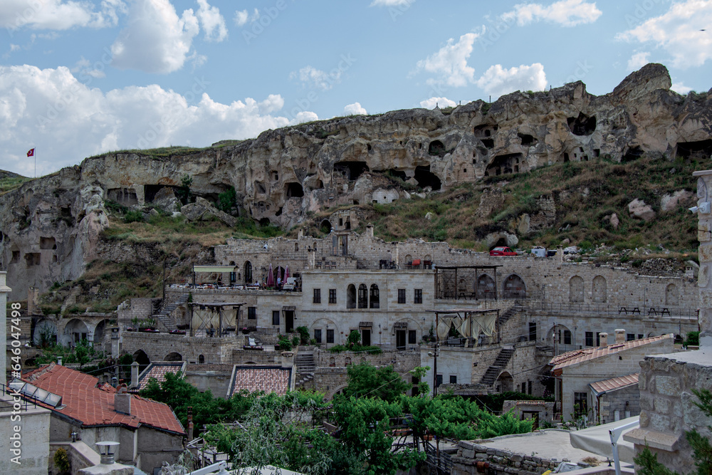 view of the village in region, village in the mountains, village in region, Cappadocia, Urgup, Turkey, Cappadocia Architecture, Goreme, Fairy Chimneys
