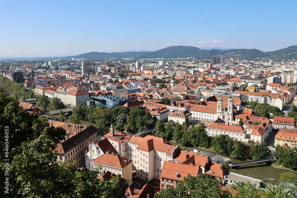 Stadt Panorama Graz, Steiermark, Österreich