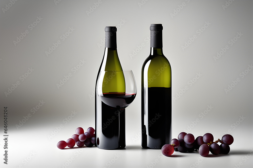 Obraz premium wine bottle and glass. Generative AI