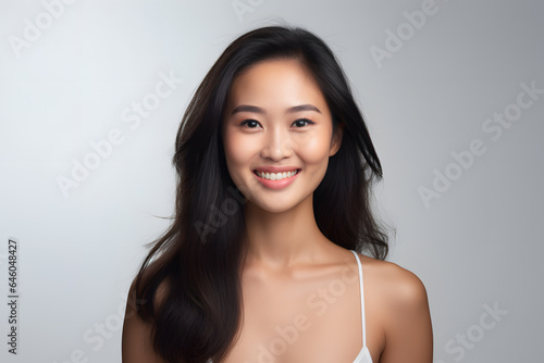 Beautiful young asian woman with long hair portrait