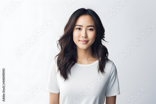 Beautiful young asian woman with long hair portrait