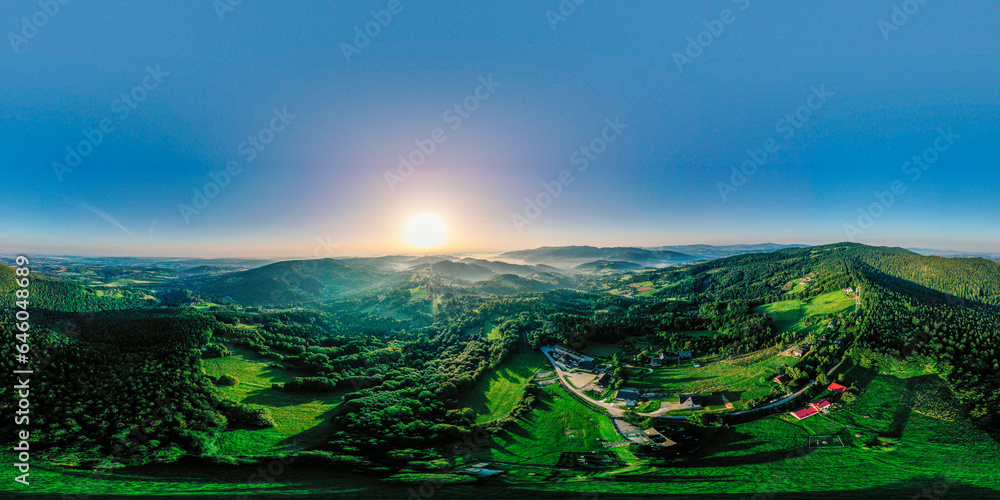 Fototapeta premium Beskid Wyspowy, Małopolska, Poland, panorama 360, lato