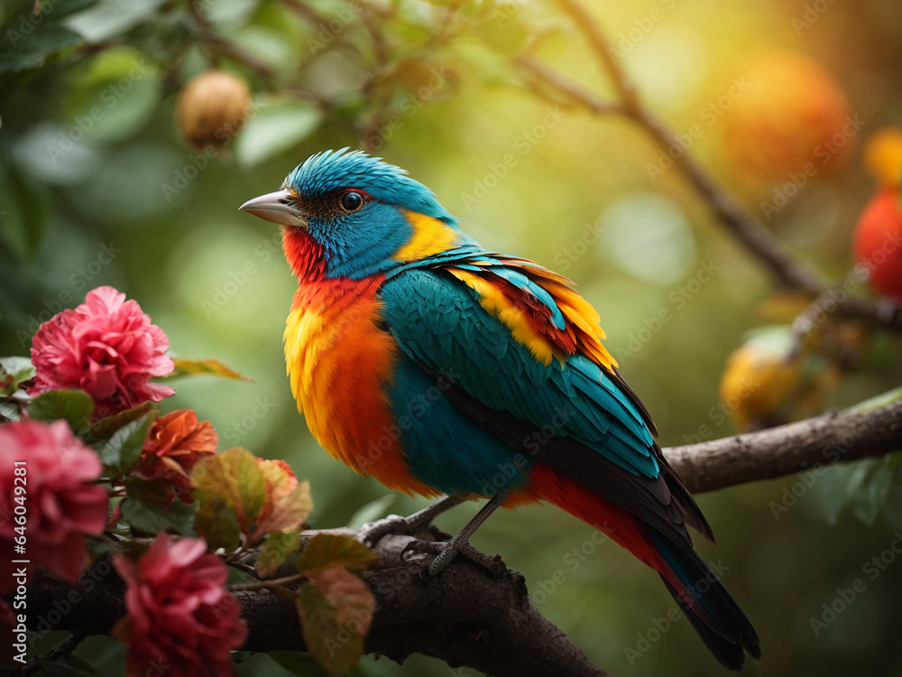 Obraz premium A bird sitting on a tree branch 