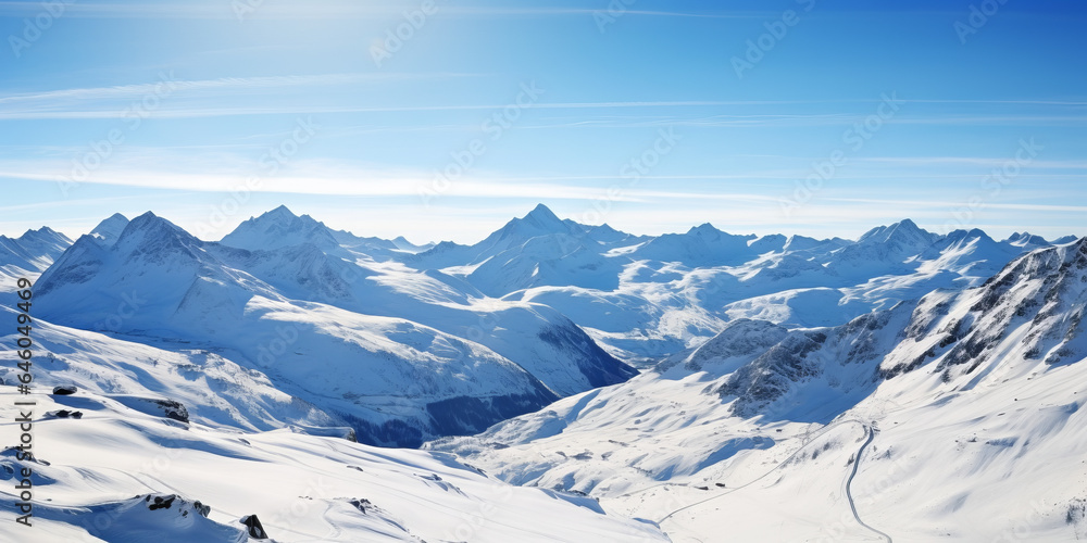 Beautiful mountains covered in snow