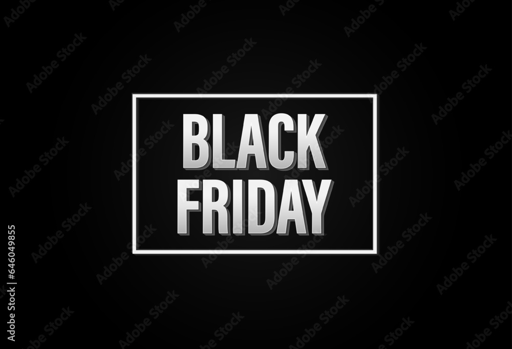 Black Friday banner. Modern design with black and white typography on black background. Template for promotion, advertising, and web Black Friday season. Vector illustration.